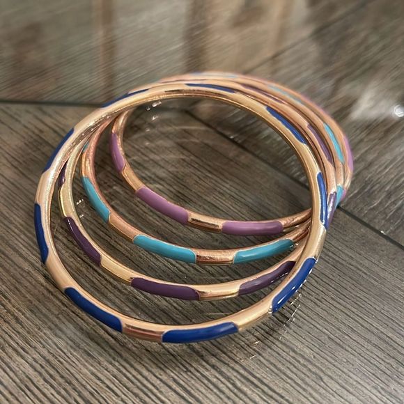 Vintage Brass and Enamel Bangles, Shades of Blue & Purple - Picture 11 of 16